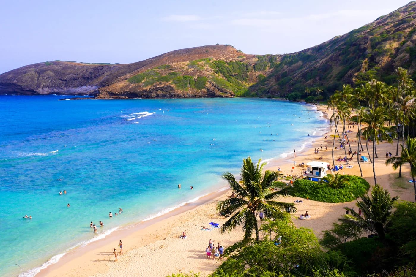 hanauma bay strandja pálmafákkal